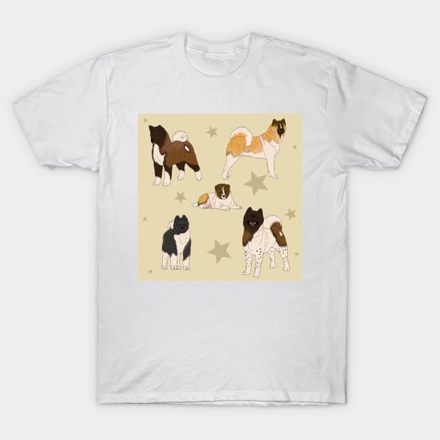 Akita American Pattern Creme T-Shirt by TrapperWeasel